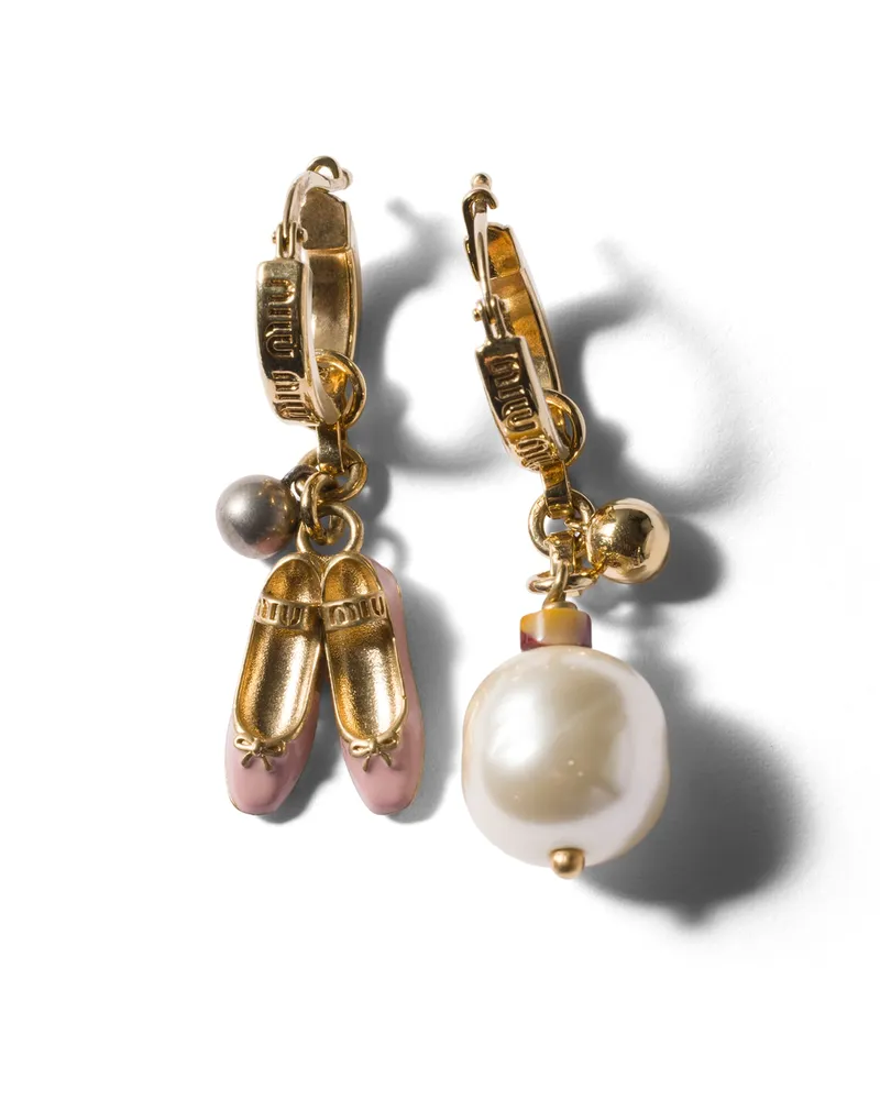 Miu Miu Ohrringe Mit Anhänger Aus Metall, Damen, Gold/orchidee Gold