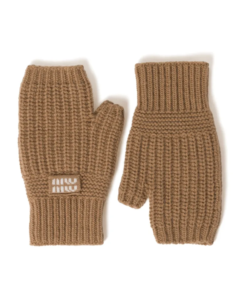 Miu Miu Handschuhe Aus Wolle Und Kaschmir, Damen, Kamelbraun, Größe Kamelbraun