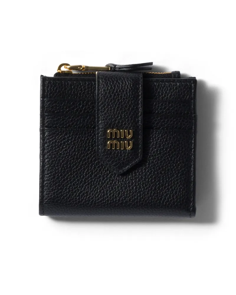 Miu Miu Kleine Geldbörse Aus Leder, Damen, Schwarz Schwarz