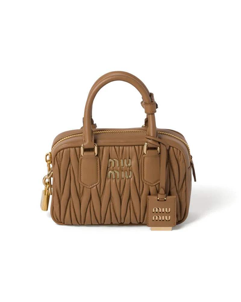 Miu Miu Arcadie Tasche Aus Matelassé-nappaleder, Damen, Karamell Karamell