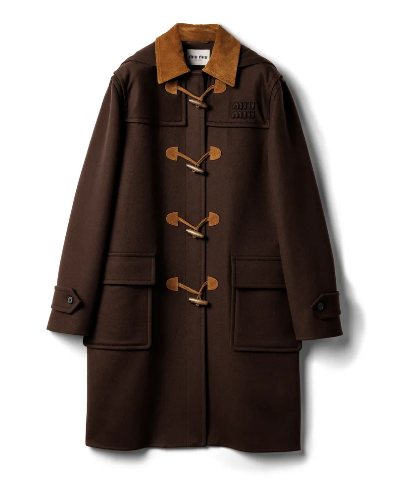 Miu Miu Dufflecoat Aus Doppeltem Kaschmir Und Wolle, Damen, Kakaobraun, Größe Kakaobraun