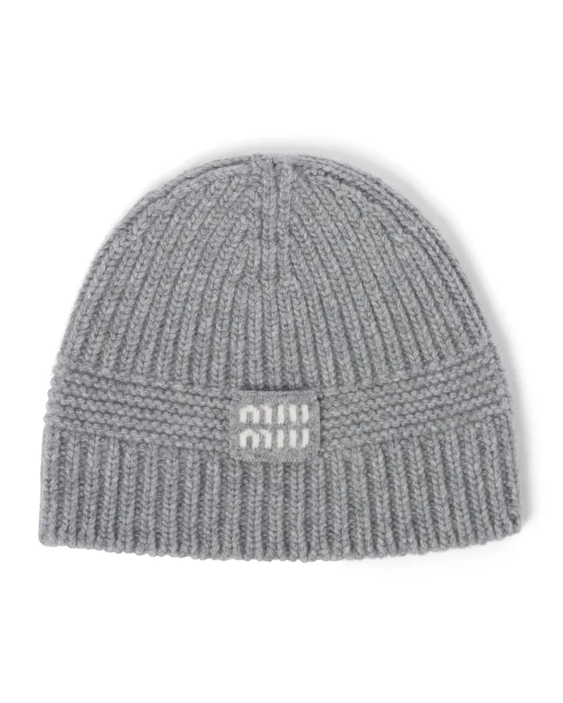 Miu Miu Strickmütze Aus Wolle Und Kaschmir, Damen, Grau, Größe Grau