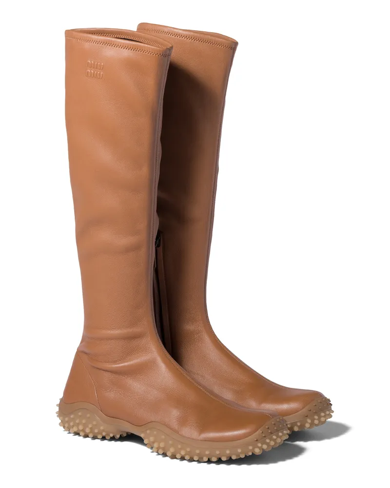 Miu Miu Stiefel Aus Stretch-nappaleder, Damen, Karamell, Größe Karamell