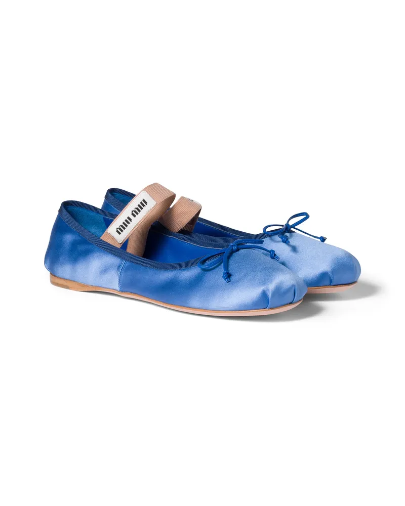 Miu Miu Ballerinas Aus Satin, Damen, Lavendelblau, Größe Lavendelblau