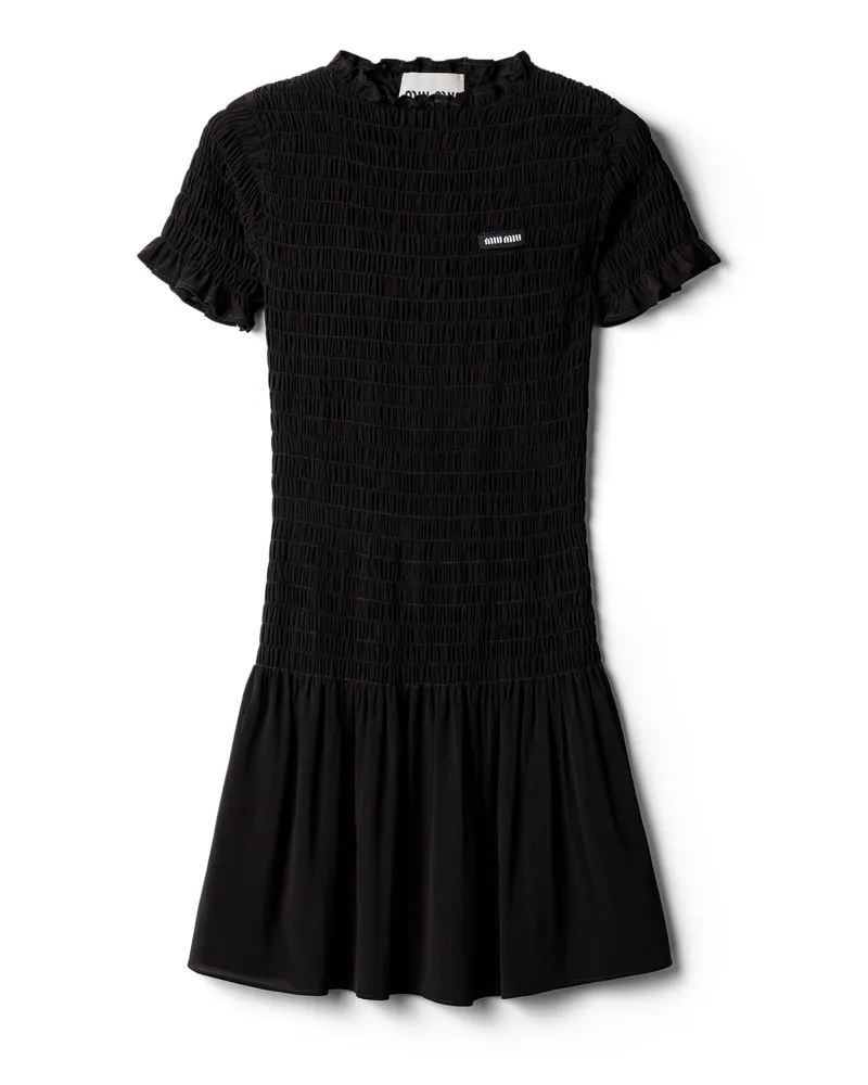 Miu Miu Minikleid Aus Georgette, Damen, Schwarz, Größe Schwarz