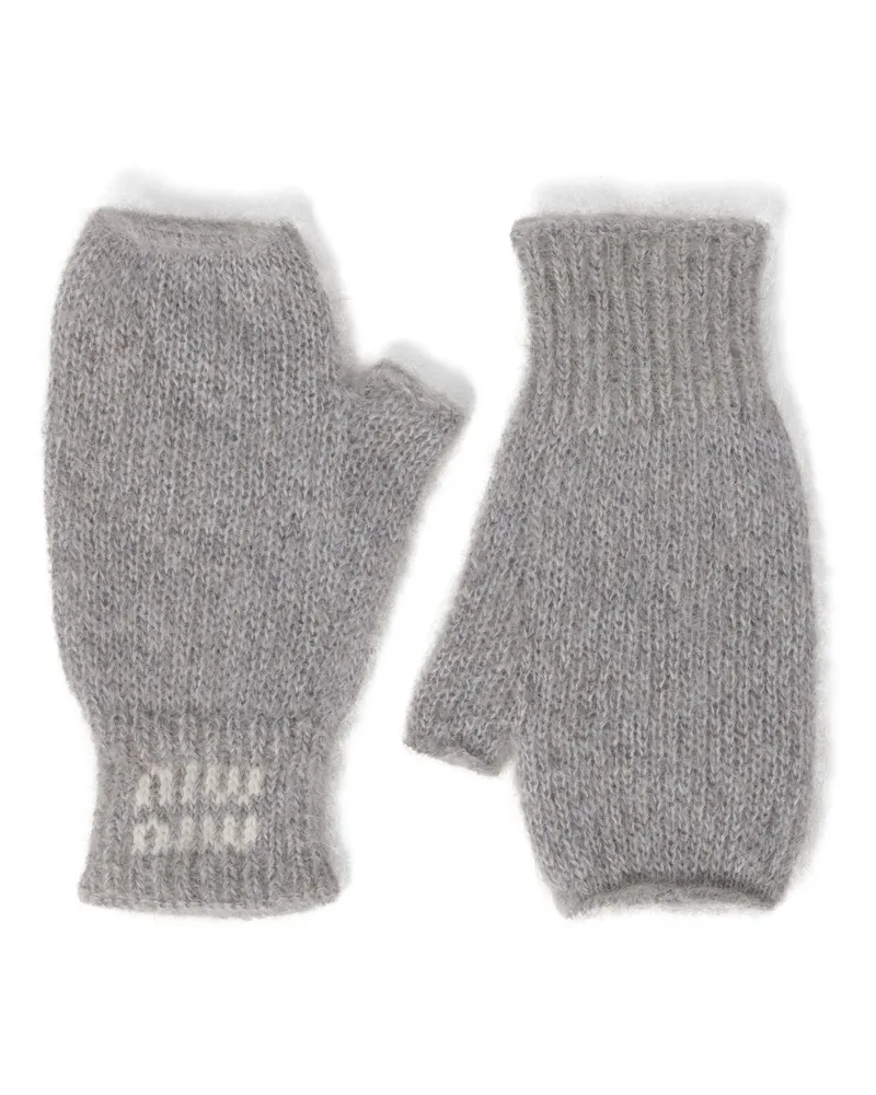 Miu Miu Handschuhe Aus Wolle Und Mohair, Damen, Grau, Größe Grau