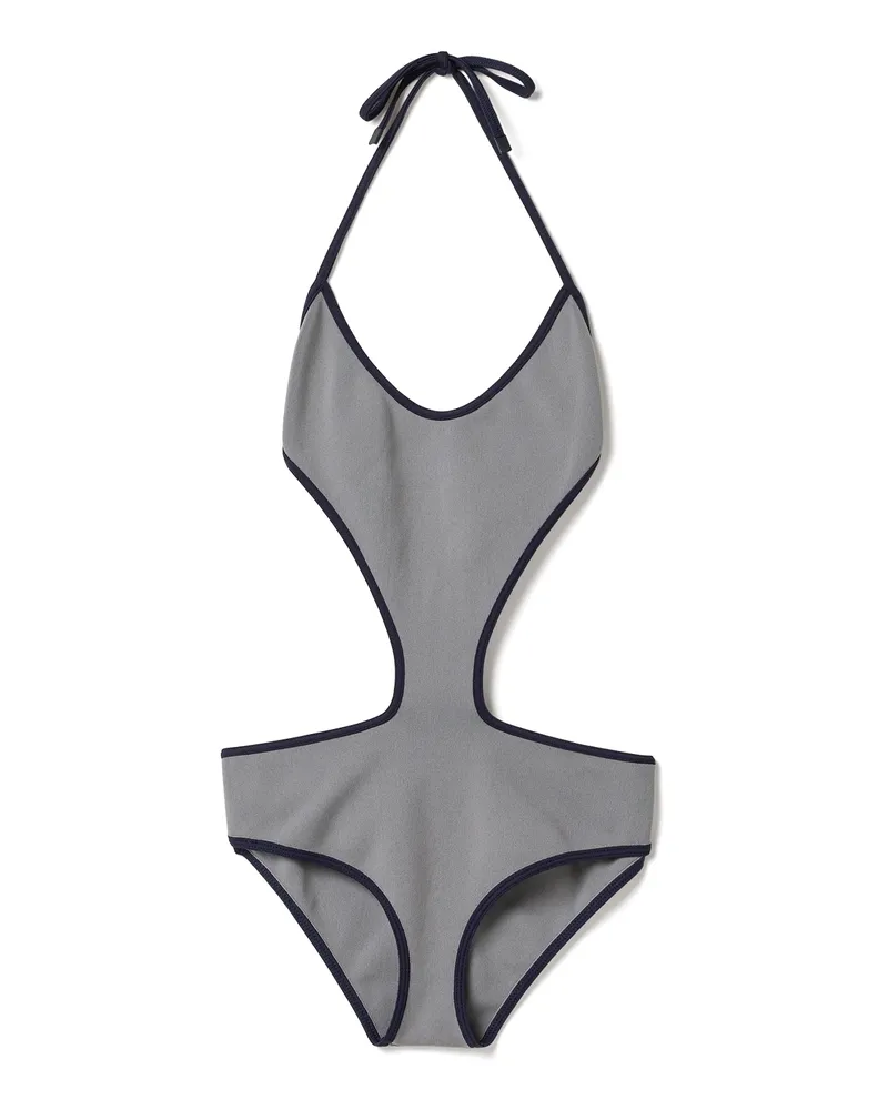 Miu Miu Badeanzug Aus Technischem Strick, Damen, Grau+blau, Größe Grau+blau