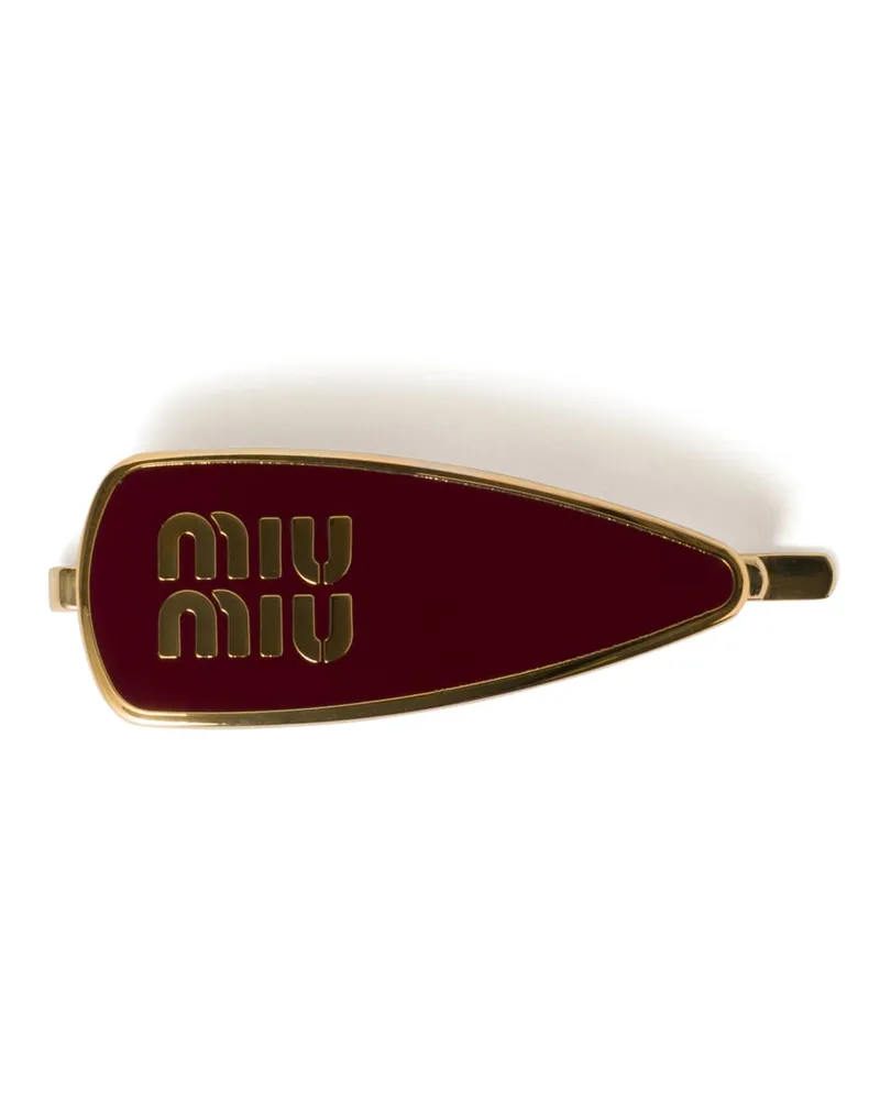 Miu Miu Haarspange Aus Emailliertem Metall, Damen, Amaranthrot Amaranthrot