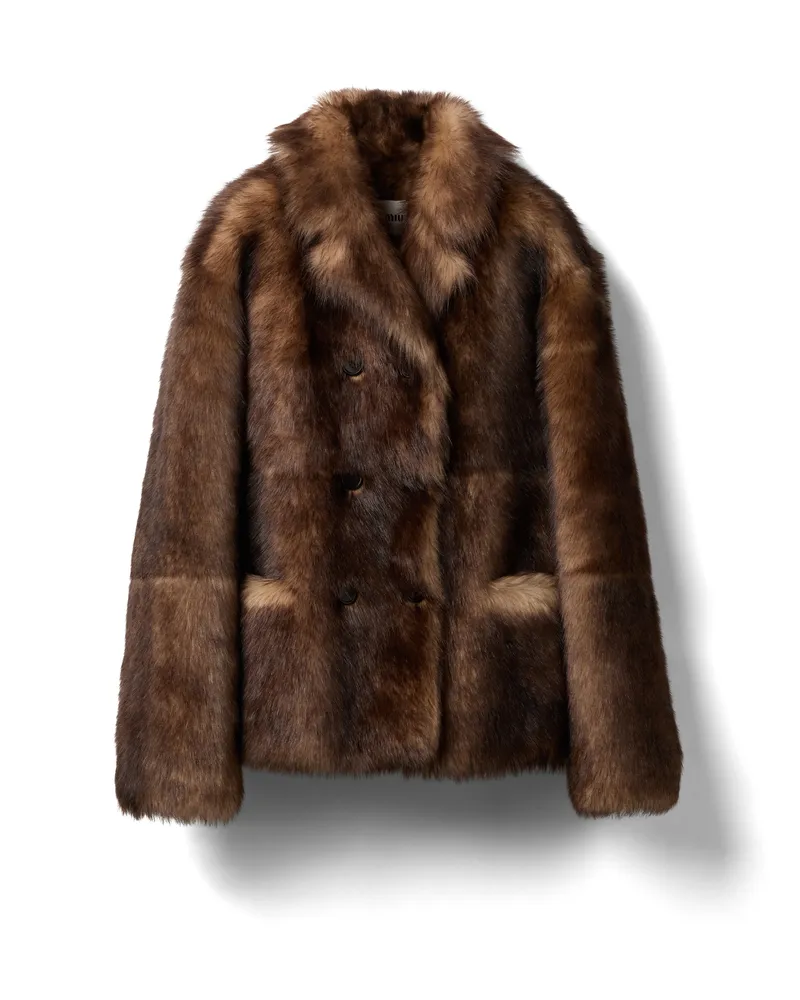 Miu Miu Doppelreihige Jacke Aus Lammfell, Damen, Kamelbraun, Größe Kamelbraun