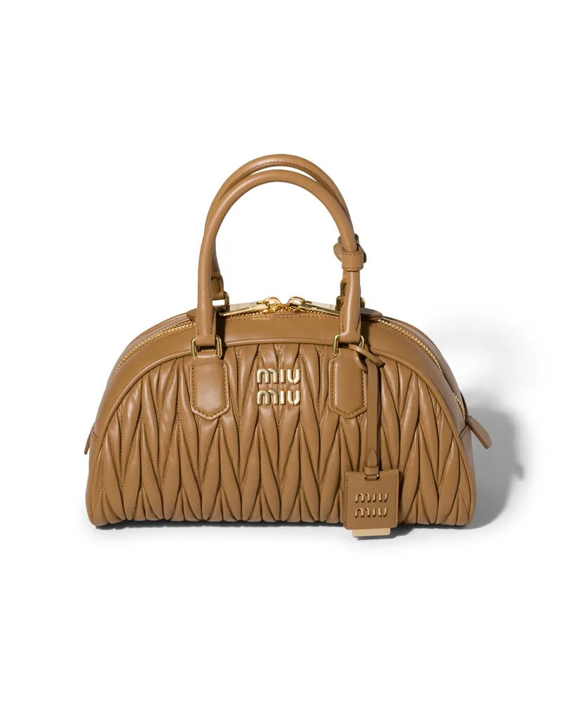 Miu Miu Arcadie Tasche Aus Matelassé-nappaleder, Damen, Karamell Karamell