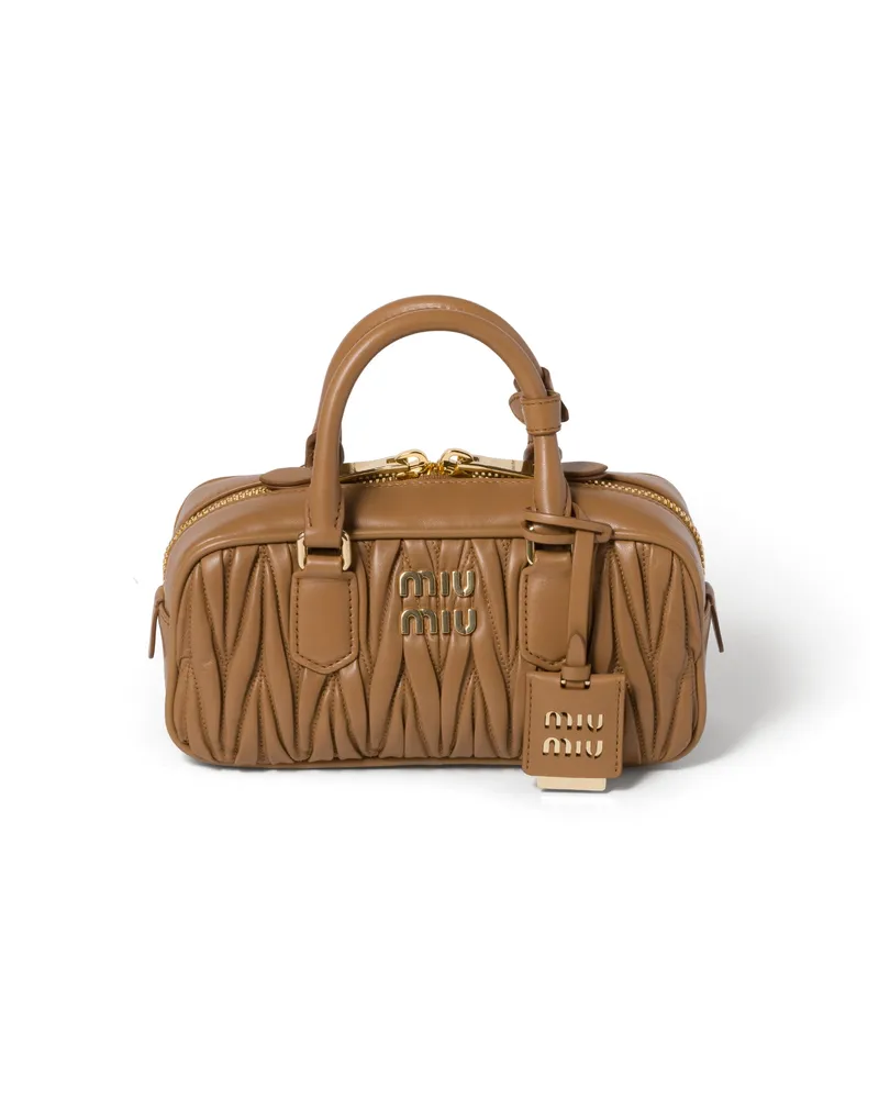 Miu Miu Arcadie Tasche Aus Matelassé-nappaleder, Damen, Karamell Karamell