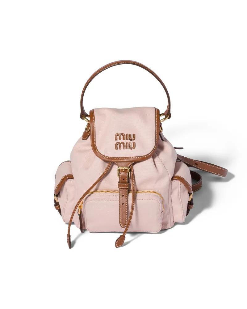 Miu Miu Rucksack Aus Canvas Und Leder, Damen, Pfirsich/brandy Pfirsich