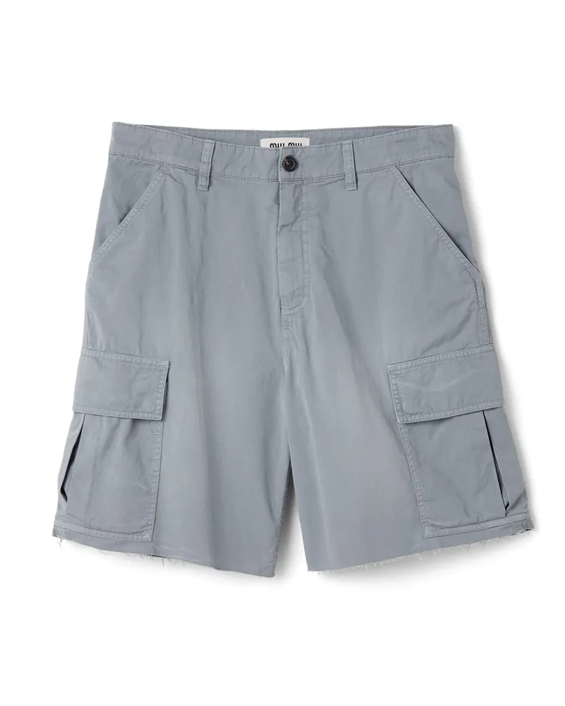 Miu Miu Bermudas Aus Twill, Damen, Stahlgrau, Größe Stahlgrau