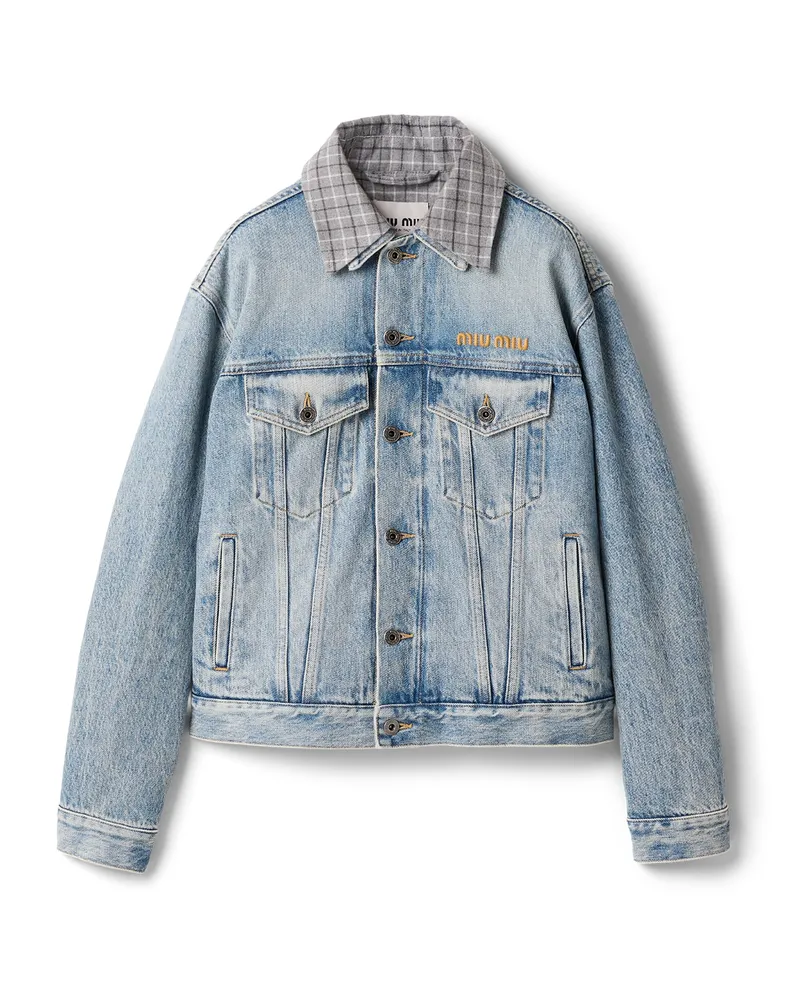 Miu Miu Blousonjacke Aus Denim, Damen, Hellblau, Größe Hellblau