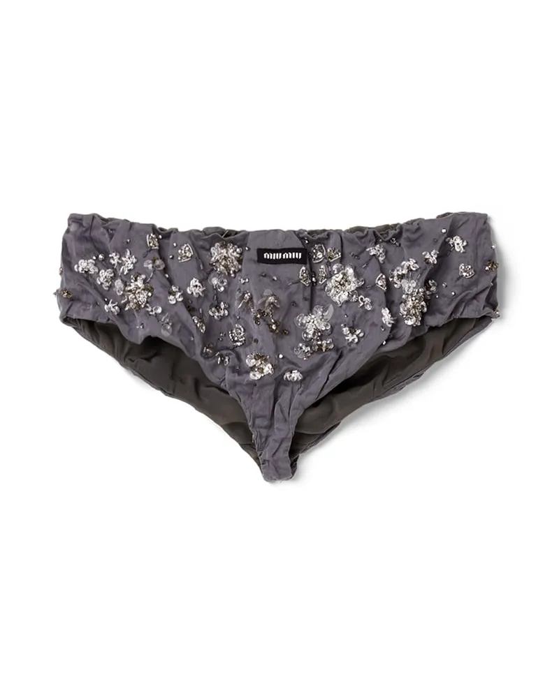 Miu Miu Slip Aus Bestickter Duchesse, Damen, Eisengrau, Größe Eisengrau