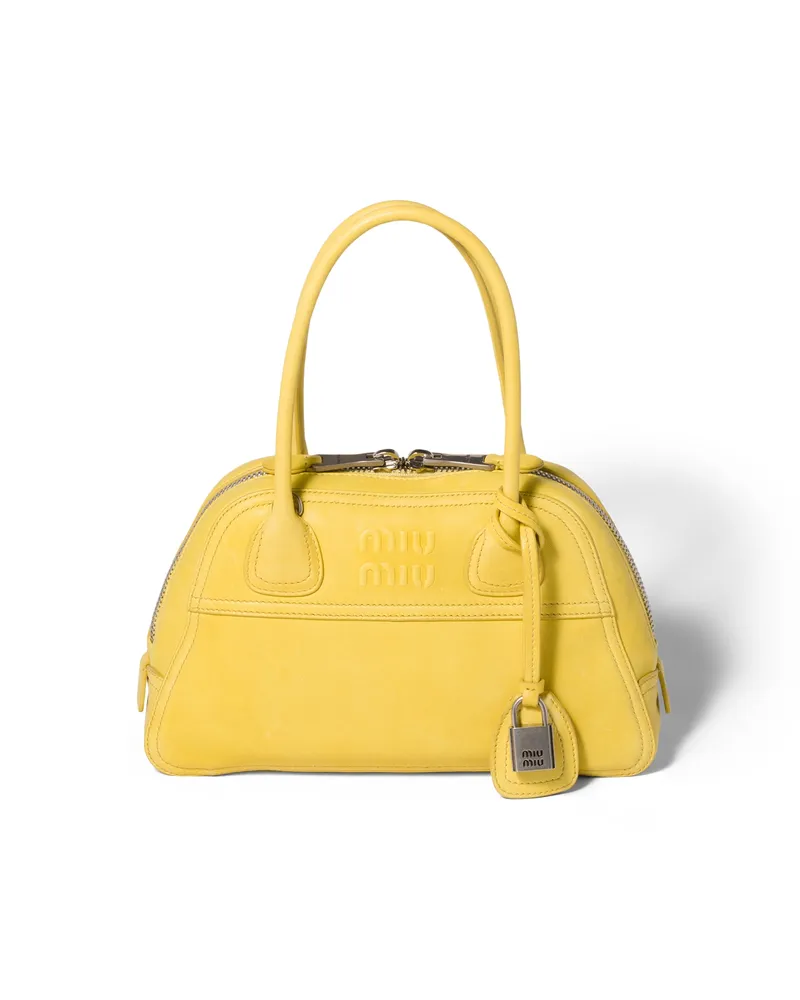 Miu Miu Vivant Tasche Aus Nappa-leder, Damen, Zitronengelb Zitronengelb