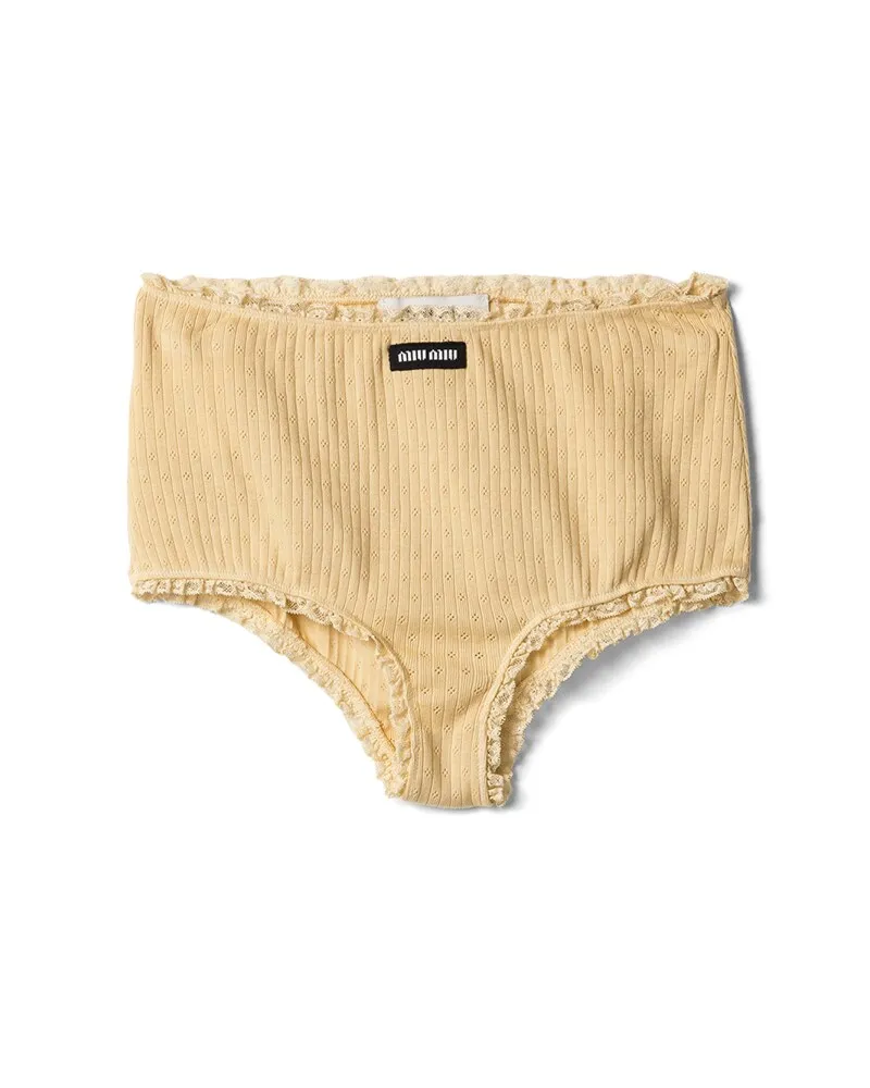 Miu Miu Garment-dyed Baumwoll-shorts, Damen, Creme, Größe Creme