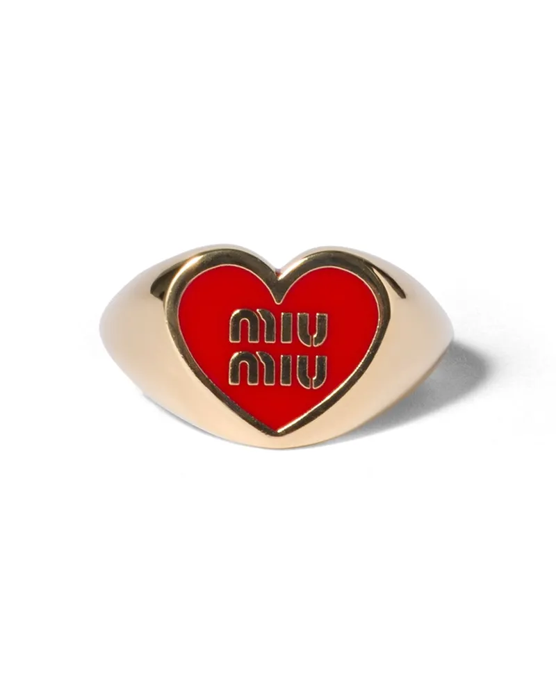 Miu Miu Ring Aus Metall, Damen, Gold/rot, Größe Gold
