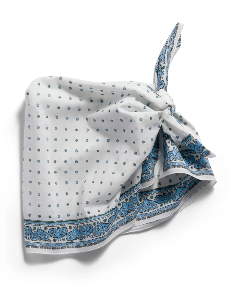 Miu Miu Schal Aus Bedrucktem Popeline, Damen, Weiss+babyblau Weiss+babyblau
