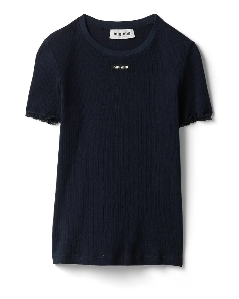 Miu Miu Garment-dyed Baumwoll-top, Damen, Blau, Größe Blau