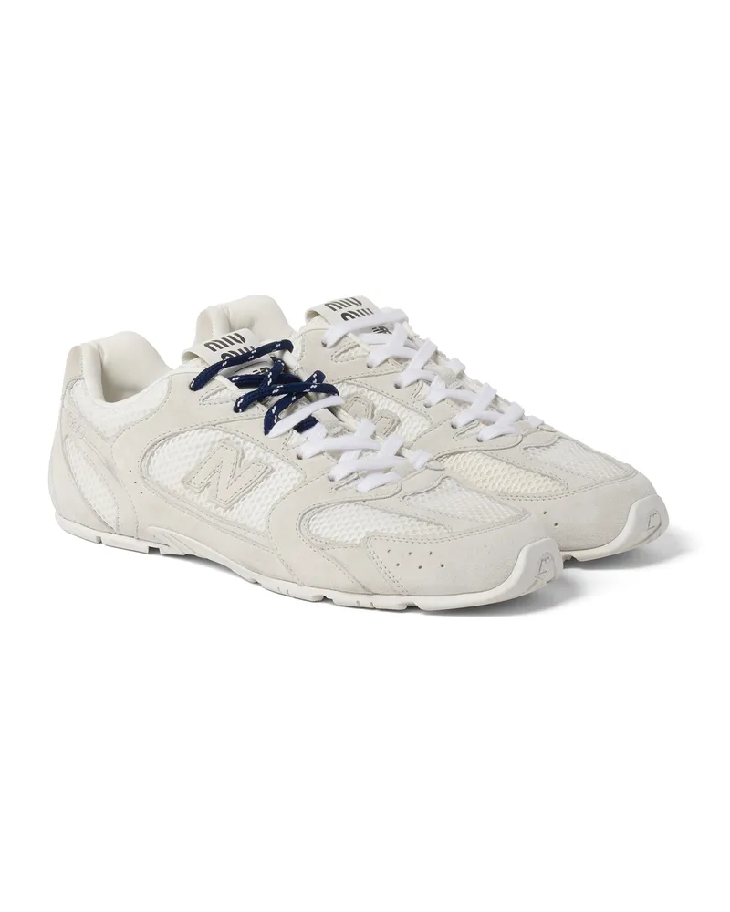 Miu Miu New Balance Sneaker Aus Wildleder Und Mesh, Damen, Weiss, Größe Weiss