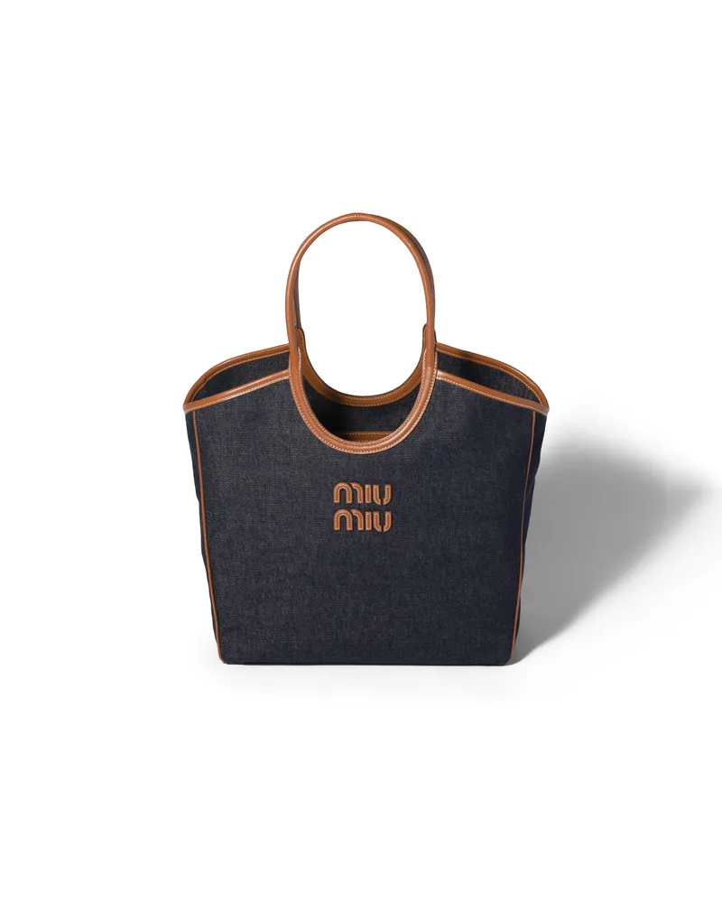 Miu Miu Ivy Tasche Aus Denim, Damen, Blau/brandy Blau