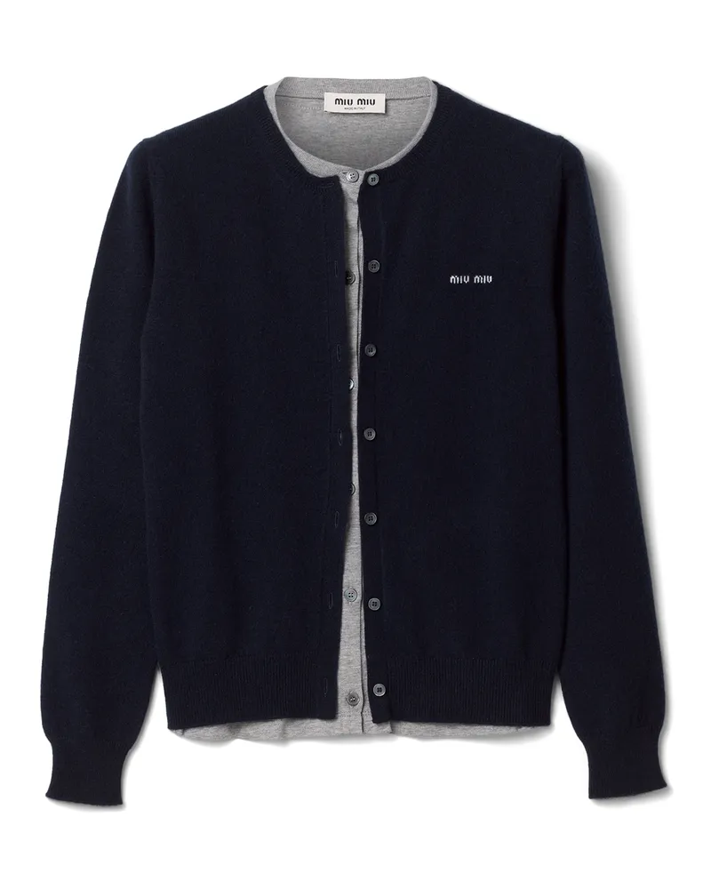 Miu Miu Cardigan Aus Kaschmir Und Jersey, Damen, Blau, Größe Blau