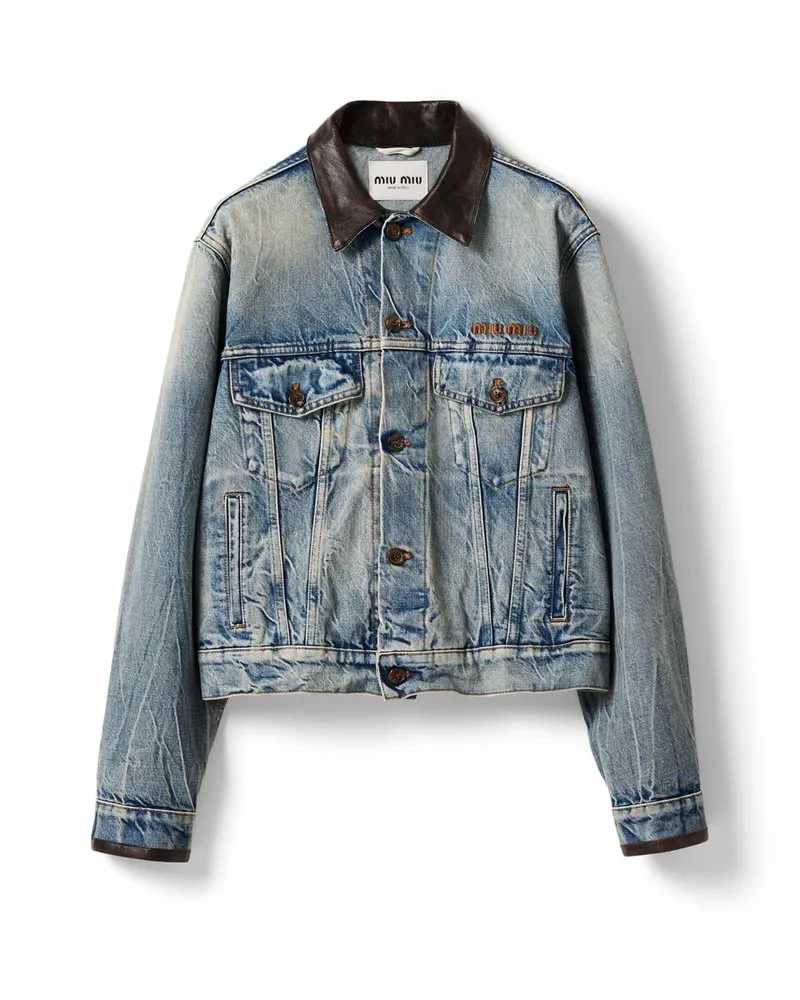 Miu Miu Blousonjacke Aus Denim, Damen, Hellblau, Größe Hellblau
