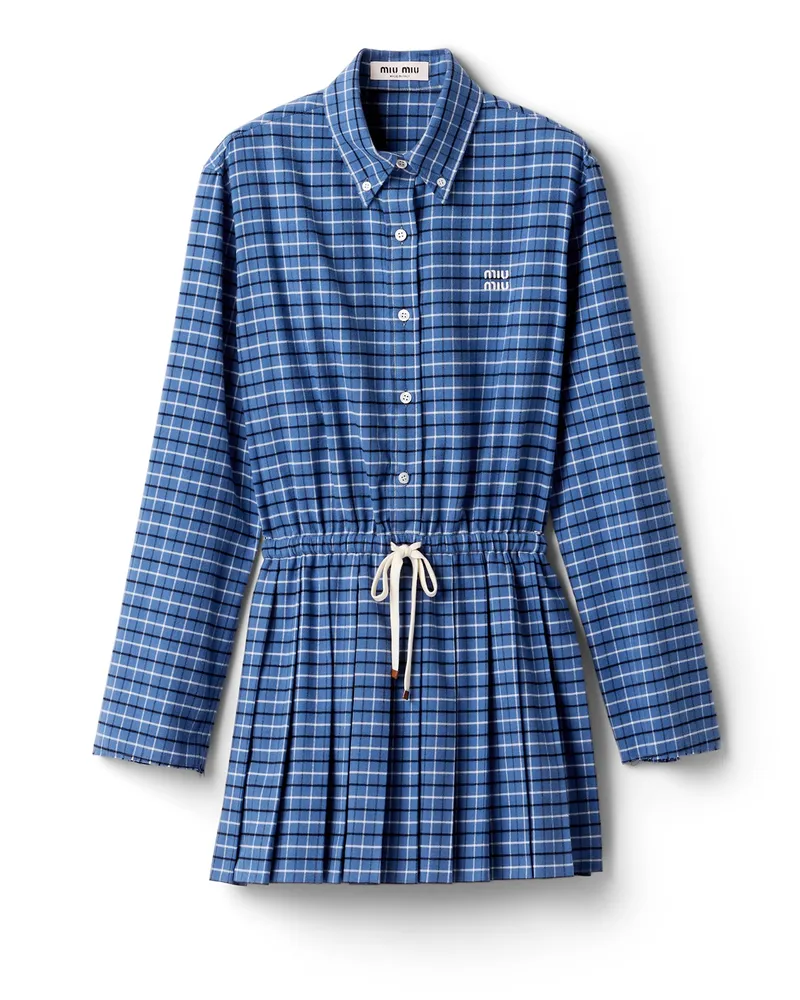 Miu Miu Kleid Aus Flanell, Damen, Uniformblau, Größe Uniformblau