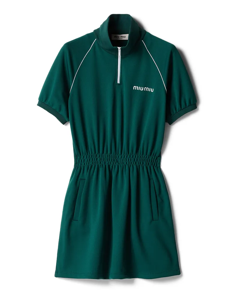 Miu Miu Technisches Minikleid Aus Jersey, Damen, Billiardgrün, Größe Billiardgrün