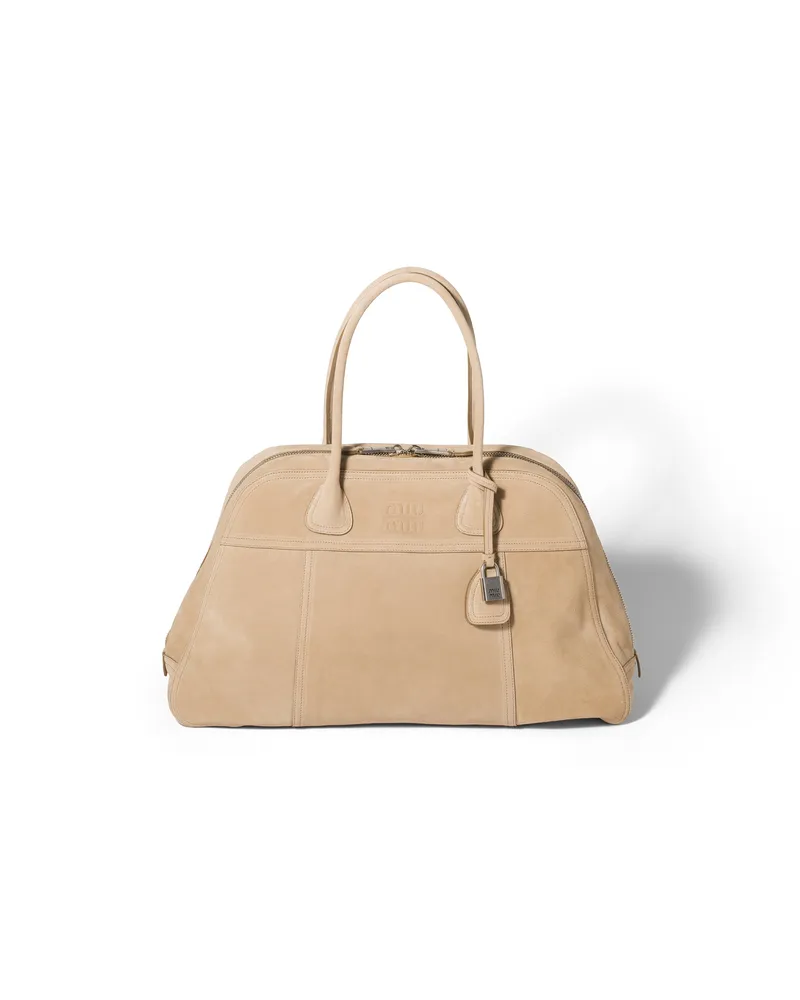 Miu Miu Tasche Aus Wildleder, Damen, Ecru Ecru