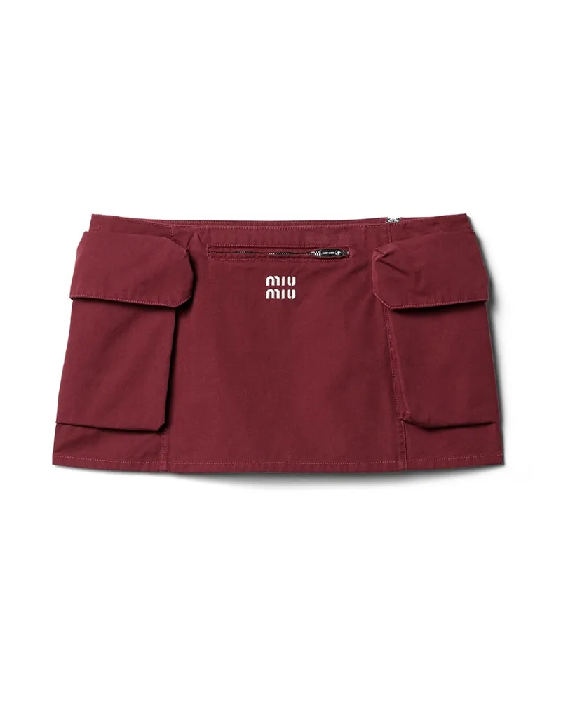 Miu Miu Miniskirt Aus Popeline Mit Wash-effekt, Damen, Amaranthrot, Größe Amaranthrot