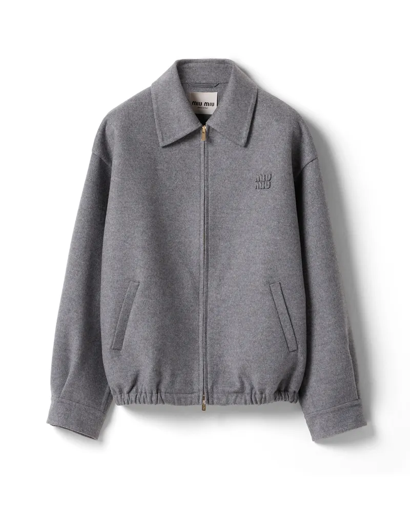 Miu Miu Blousonjacke Aus Doppel-kaschmir, Damen, Grau, Größe Grau