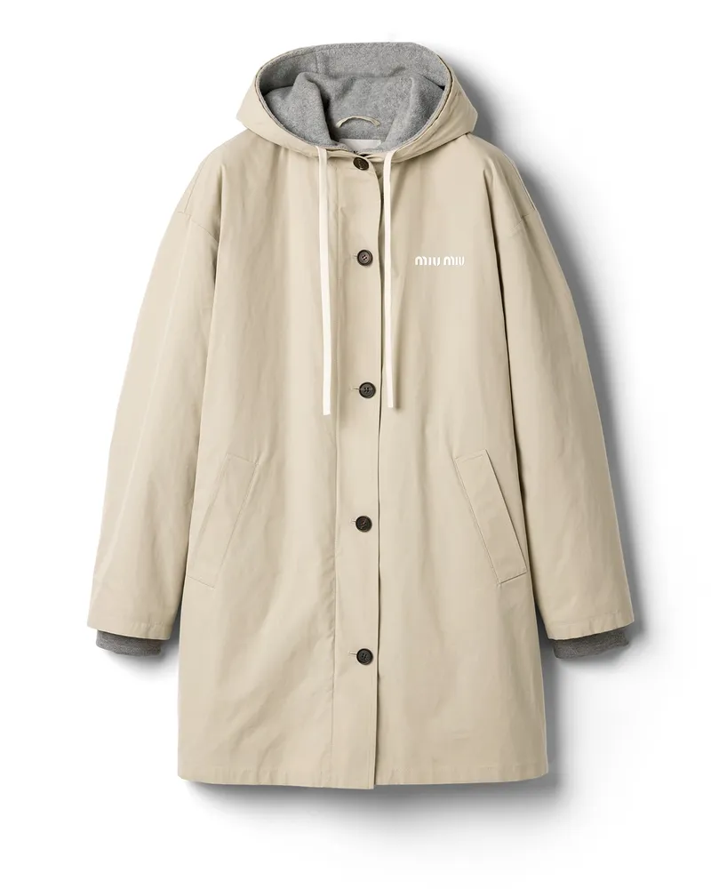 Miu Miu Einreihige Cabanjacke Aus Panama-baumwolle Und Fleece, Damen, Sandbeige, Größe Sandbeige
