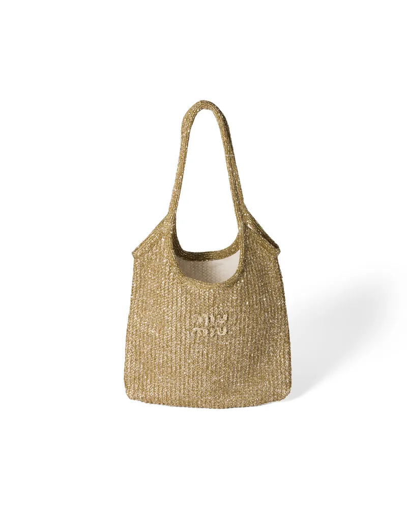 Miu Miu Ivy Tasche Aus Mesh Mit Pailletten, Damen, Tundra Tundra