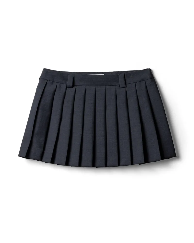 Miu Miu Plissierter Minirock Aus Zickleinmohair, Damen, Uniformblau, Größe Uniformblau