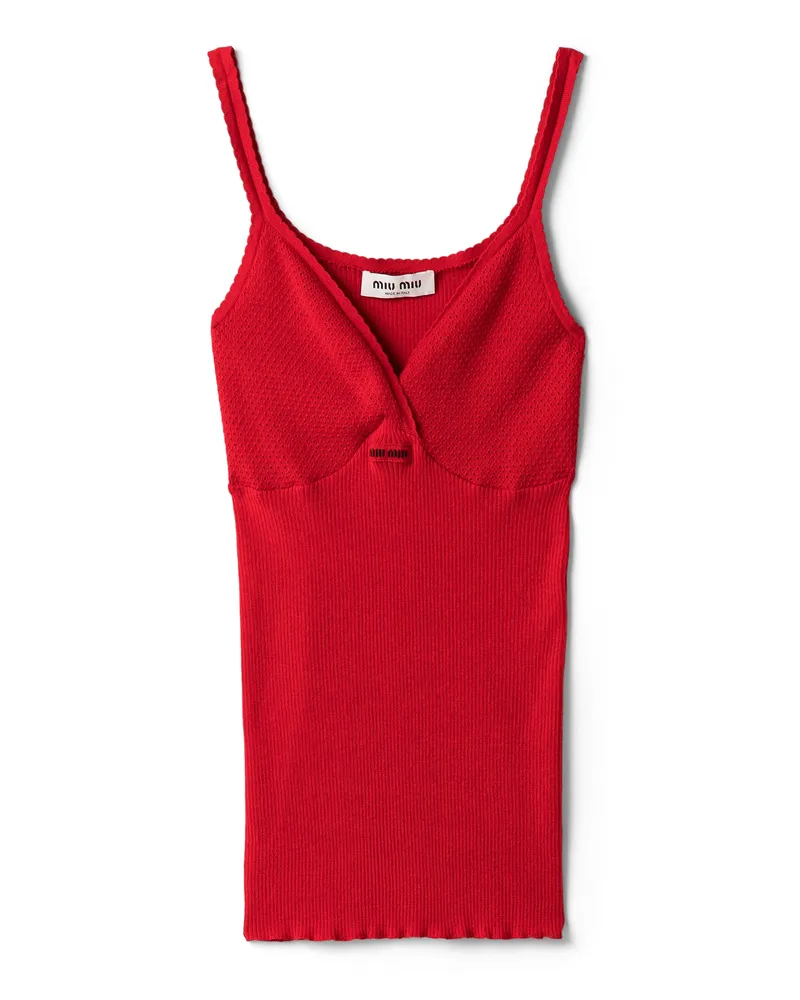 Miu Miu Top Aus Baumwollstrick, Damen, Rot, Größe Rot