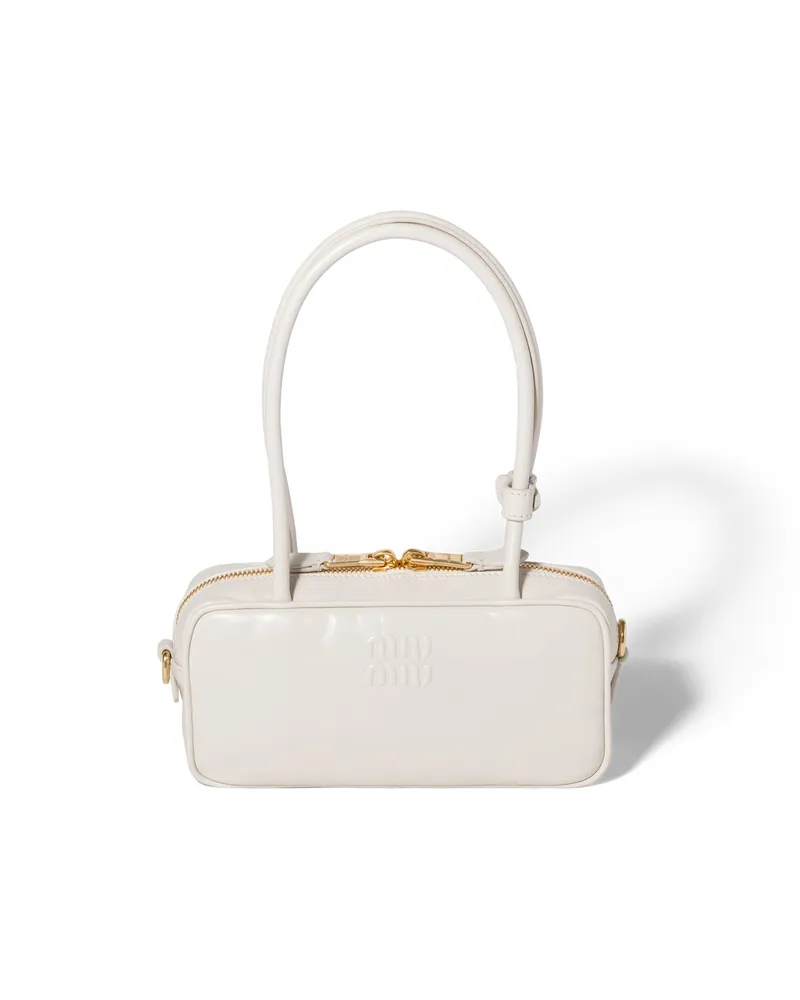 Miu Miu Beau Mini-tasche Aus Glänzendem Leder, Damen, Weiss Weiss