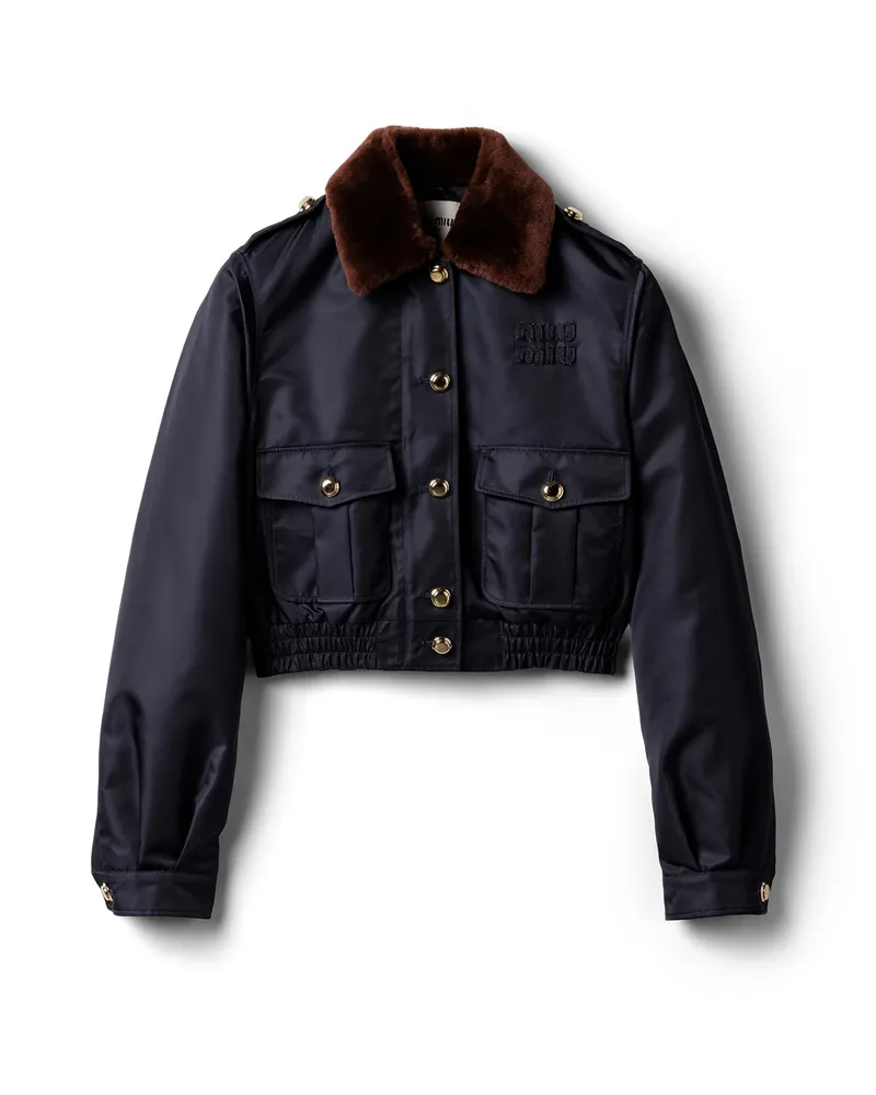 Miu Miu Blousonjacke Aus Technischer Gaze, Damen, Blau, Größe Blau