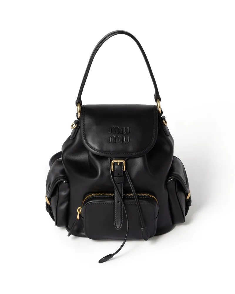 Miu Miu Rucksack Aus Leder, Damen, Schwarz Schwarz