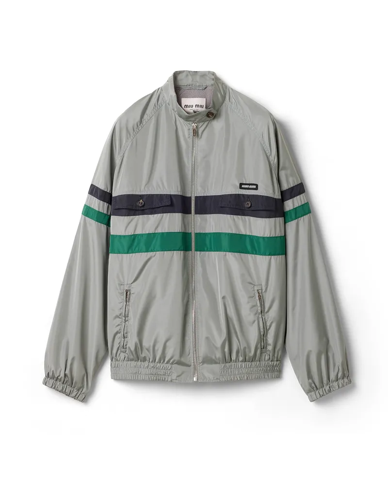 Miu Miu Blousonjacke Aus Technischer Seide, Damen, Bleigrau, Größe Bleigrau
