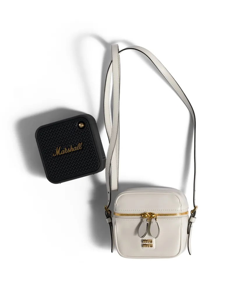 Miu Miu Marshall X  Lautsprecher Mit Hülle Aus Leder, Damen, Weiss Weiss