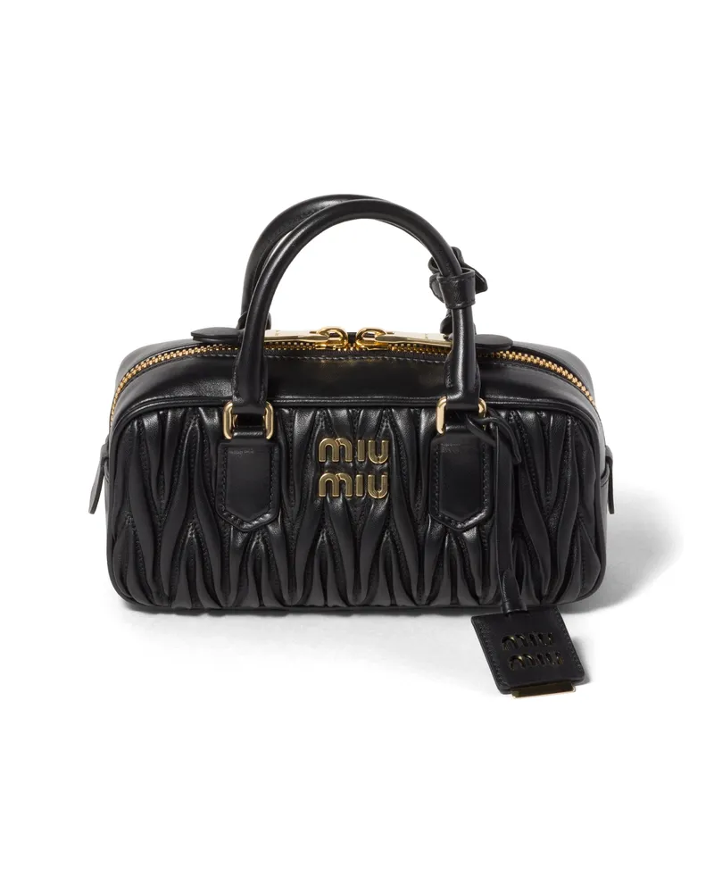 Miu Miu Arcadie Tasche Aus Matelassé-nappaleder, Damen, Schwarz Schwarz