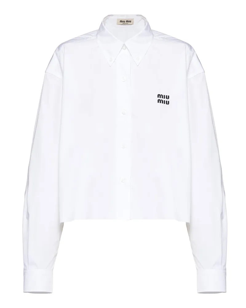 Miu Miu Hemd Aus Popeline, Damen, Weiss, Größe Weiss