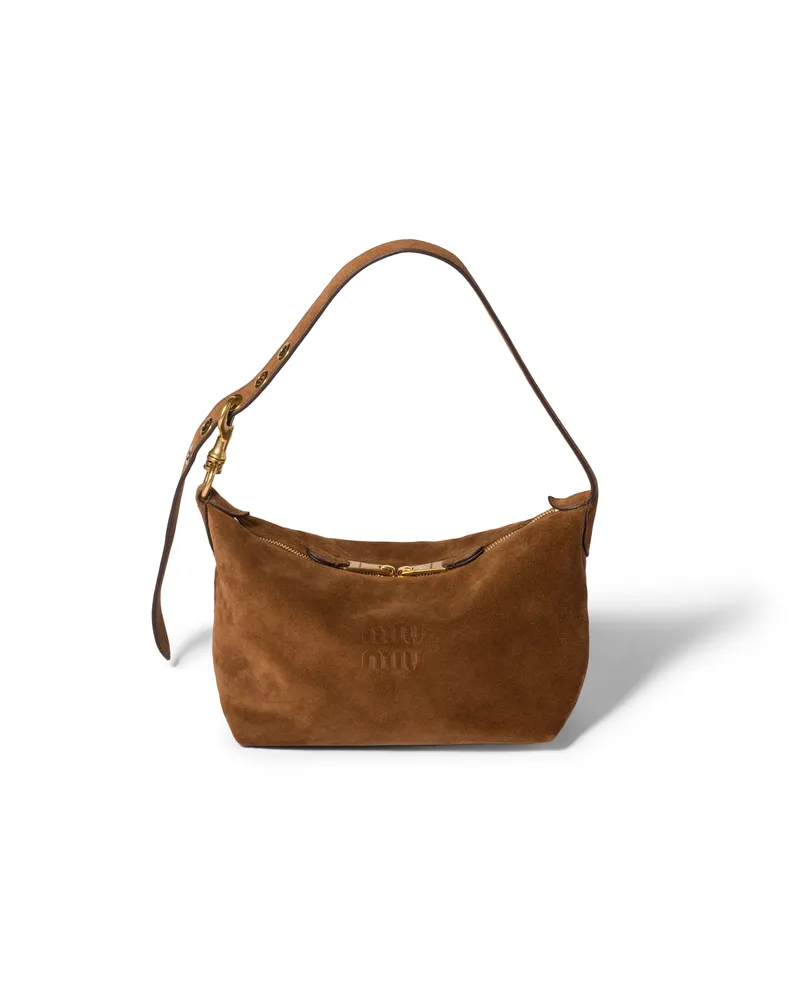 Miu Miu Spirit Tasche Aus Veloursleder, Damen, Kakaobraun Kakaobraun