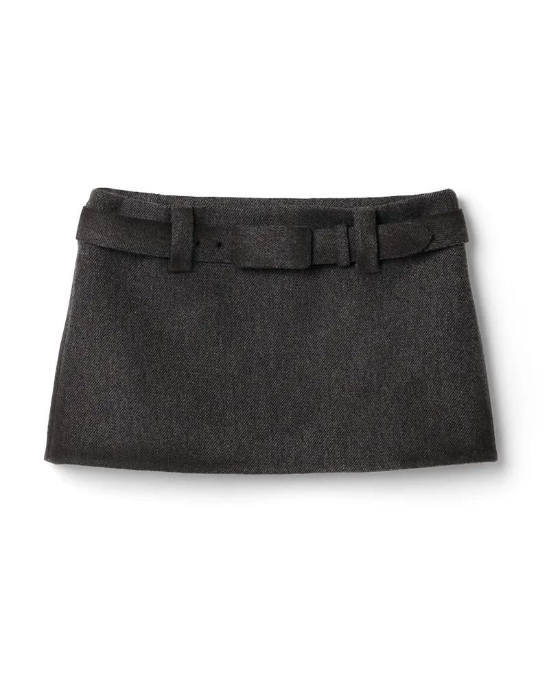 Miu Miu Gewachster Minirock Aus Double-wolle, Damen, Grau, Größe Grau
