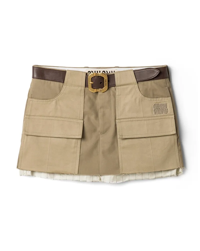 Miu Miu Minirock Aus Chino, Damen, Khaki, Größe Khaki