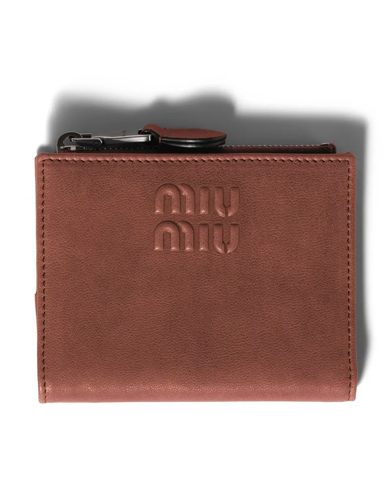 Miu Miu Kleine Geldbörse Aus Leder, Damen, Eiche Eiche