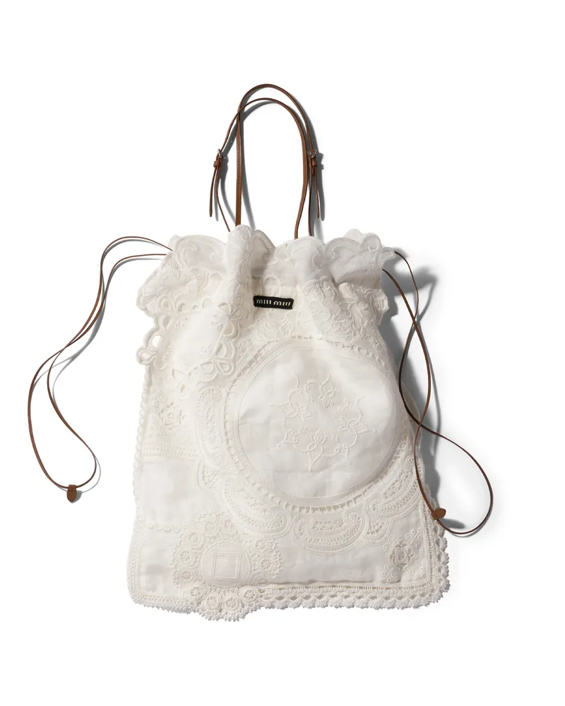 Miu Miu Tote Bag Aus Spitze, Damen, Kalkweiss Kalkweiss