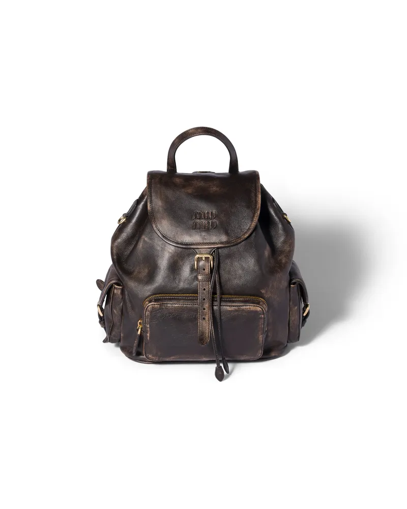 Miu Miu Rucksack Aus Leder, Damen, Kaffeebraun Kaffeebraun